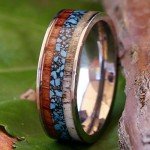 Kingsway Jewelry Men's Wedding Band Natural Genuine Deer Antler Turquoise Koa Wood Stainless Steel Engagement Ring 7MM Width (9)