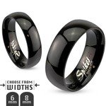 Marimor Jewelry HIS & Hers 4PC Black Stainless Steel Wedding Engagement Ring & Classic Band Set Women's Size 10 Men's 08mm Size 10
