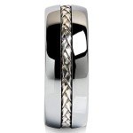 100S JEWELRY 8mm Men's Tungsten Carbide Ring Silver Rope Inlay Wedding Band Size 8-15 Comfort Fit (16)