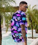 Men's Novelty Purple Mushroom Button Down Shirt