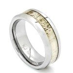 Kingsway Jewelry Natural Deer Antler Ring - Mens Womens Wedding Engagement Tungsten Hunter Band