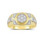 RYLOS Mens Rings 14K Yellow Gold - Mens Diamond Ring White Gold Ring Band Designer Style Rings For Men Mens Jewelry Gold Rings