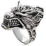 MIYUAN 925 Sterling Silver Rough Wolf Head Men Ring Retro Jewelry (9)