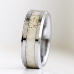 Kingsway Jewelry Natural Deer Antler Ring - Mens Womens Wedding Engagement Tungsten Hunter Band