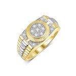 RYLOS Mens Rings 14K Yellow Gold - Mens Diamond Ring White Gold Ring Band Designer Style Rings For Men Mens Jewelry Gold Rings