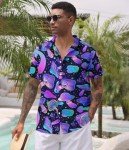 Men's Novelty Purple Mushroom Button Down Shirt