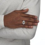 PalmBeach Jewelry Men's Sterling Silver or Yellow Gold-Plated Sterling Silver Oval Shaped Genuine Blue Sapphire and Round Cubic Zirconia Ring, Metal, Sapphire Cubic Zirconia