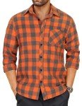 Men's Casual Plaid Flannel Button-Up Shirt