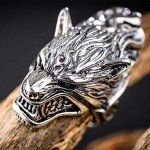 MIYUAN 925 Sterling Silver Rough Wolf Head Men Ring Retro Jewelry (9)