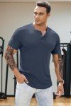 Men's Slim Fit Short Sleeve Henley Shirt - Blue