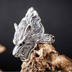 MIYUAN 925 Sterling Silver Rough Wolf Head Men Ring Retro Jewelry (9)