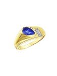 RYLOS Mens Rings 14K Yellow Gold - Diamond & Simulated Blue Star Sapphire Ring Color Stone Gemstone Rings For Men Mens Jewelry Gold Rings