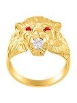 RYLOS Mens Rings 14K Yellow Gold - Amazing Conversation Starter Genuine Natural Diamond & Gorgeous Red Ruby Lion Head Ring Rings For Men Mens Jewelry Gold Rings