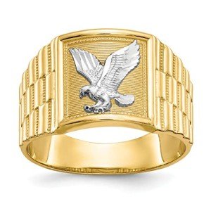 IceCarats® Designer Jewelry Size 10 10K Rhodium Mens Eagle Ring