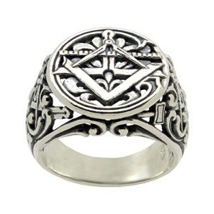 UNIQABLE Masonic Silver Ring, Freemason Ring, Square and Compass, All Seeing Eye, Eye of Providence, Sugar Stile,Freemasonry, Man Jewelry, KTR022 (10)