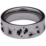 Silver Tungsten Carbide Yin Yang Wolf and Raven Ring 8mm, Fierceness and Intensity Inspired Wedding Band and Anniversary Ring, Fine Jewelry for Men and Women Size 7