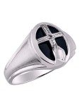 RYLOS Mens Rings 14K White Gold Ring Unisex Religious Cross Prayer Ring With Diamonds and Black Onyx Rings For Men Men's Rings Gold Rings Sizes 8,9,10,11,12,13 Mens Jewelry