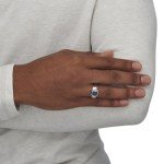 PalmBeach Jewelry Men's 10K Yellow Gold or Platinum-Plated Silver Square Cut Created Blue Sapphire and Diamond Accent Ring, Metal, Sapphire Diamond