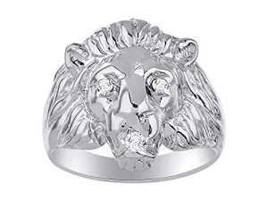 RYLOS Mens Rings Sterling Silver* Lion Head Ring Amazing Conversation Starter Genuine Diamonds Eyes & Mouth Rings For Men Men's Rings Silver Rings Sizes 6,7,8,9,10,11,12,13 Mens Jewelry