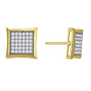 10k Yellow Gold Mens CZ Cubic Zirconia Simulated Diamond Cubic Zirconia Square Stud Earrings Measures 9.9x9.90mm Wide Jewelry Gifts for Men