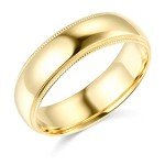 Wellingsale® Mens 14k Yellow Gold Solid 6mm CLASSIC FIT Milgrain Traditional Wedding Band Ring Gold Jewelry - Size 6.5