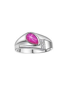 RYLOS Mens Rings 14K White Gold - Diamond & Star Ruby Ring Color Stone Gemstone Rings For Men Mens Jewelry Gold Rings