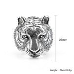 Myshiwu Solid 925 Silver Real 925 Sterling Silver Tiger Head for Men Retro Thai Silver Punk Animal Ring Fashion Jewelry Gifts (11.5)