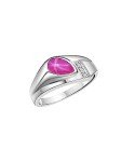 RYLOS Mens Rings 14K White Gold - Diamond & Star Ruby Ring Color Stone Gemstone Rings For Men Mens Jewelry Gold Rings