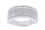 Mothers Day Jewelry Gifts Wedding Bands 10K Gold Five Row Natural 0.4 Cttw Diamond Ring For Men