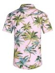 EISHOPEER Men's Pink Aloha Button-Up Shirt