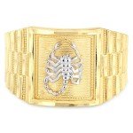 Ioka Jewelry - 14K Yellow Solid Gold 14MM Scorpion Men's Ring - size 7.5