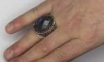 Falcon Jewelry Men's Sterling Silver Ring, 28-15 mm Natural Labradorite Gemstone, Express Shipping