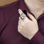 Myshiwu Solid 925 Silver Real 925 Sterling Silver Tiger Head for Men Retro Thai Silver Punk Animal Ring Fashion Jewelry Gifts (11.5)