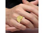 RYLOS Mens Rings Yellow Gold Plated Silver Lion Head Ring Amazing Conversation Starter Genuine Diamonds Eyes & Ruby Mouth Rings For Men Men's Rings Silver Rings Sizes 6-13 Mens Jewelry