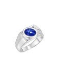 RYLOS Mens Rings 14K White Gold Cabochone Gemstone & Natural Diamond Designer Blue Star Sapphire Rings For Men Men's Rings Gold Rings Sizes 8,9,10,11,12,13 Mens Jewelry