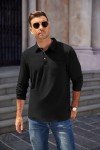 Men's Long Sleeve Polo Shirt with Pocket - Black
