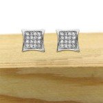 Dazzlingrock Collection 0.05 Carat (ctw) Round Diamond Kite Shape Mens Hip Hop Iced Stud Earrings Jewelry, Sterling Silver