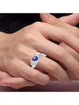 RYLOS Mens Rings 14K White Gold Cabochone Gemstone & Natural Diamond Designer Blue Star Sapphire Rings For Men Men's Rings Gold Rings Sizes 8,9,10,11,12,13 Mens Jewelry