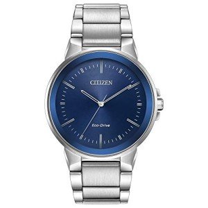 Citizen Mens Axiom Eco-Drive Watch 41mm Silver-Tone Stainless Steel Case and Bracelet with Blue Dial (BJ6510-51L)
