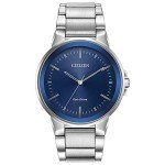 Citizen Mens Axiom Eco-Drive Watch 41mm Silver-Tone Stainless Steel Case and Bracelet with Blue Dial (BJ6510-51L)