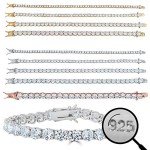 Harlembling Real Solid 925 Sterling Silver Mens Or Womens Tennis Bracelet - 14k Yellow & Rose Gold Finish Over Solid 925 Silver - 3-6mm - 6-9" Iced One Row Bracelet, 9 inch, Metal, Cubic Zirconia