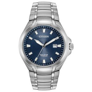 Citizen Mens Paradigm Eco-Drive Watch 43mm Silver-Tone Super Titanium Case and Bracelet with Blue Dial (BM7431-51L)
