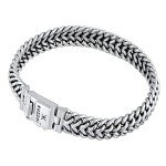 kuzzoi 925 Sterling Silver Byzantine Bracelet for Men, Length 7,48 inch - 9,05 inch, Width 0,59 inch, 2.11 oz, 7.48 inches, Metal, no gemstone