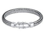 kuzzoi 925 Sterling Silver Round Byzantine Bracelet for Men, length 7,48 inch - 9,05 inch, width 0,28 inch, 8 27 inch, Metal, no gemstone