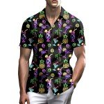 Stazary Men's Neon Hawaiian Button-Up Shirt