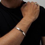 Mens Torque Bangle Bracelet - Solid Heavy 925 Sterling Silver Bangle Bracelet for Men - Plain Silver Bracelet For Man, Gent - Jewelry Gift for Him, adjustable from 20cm to 23cm, Sterling Silver