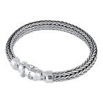 kuzzoi 925 Sterling Silver Round Byzantine Bracelet for Men, length 7,48 inch - 9,05 inch, width 0,28 inch, 8 27 inch, Metal, no gemstone