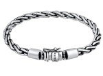kuzzoi 925 Sterling Silver Round Byzantine Bracelet for Men, length 7,48 inch - 9,05 inch, width 0,24 inch, 0.85 oz, Metal, no gemstone