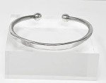 VN Jewelry Mens Silver Bangle Bracelet - Solid 925 Sterling Silver Torque Bangle for Men - Plain Silver Bracelet For Men Gift for him, Adjustable (17cm to 20cm), Sterling Silver