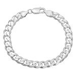 Men's 8.5mm Solid .925 Sterling Silver Flat Beveled Curb Curb Chain Link Bracelet, 8 inches